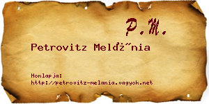 Petrovitz Melánia névjegykártya